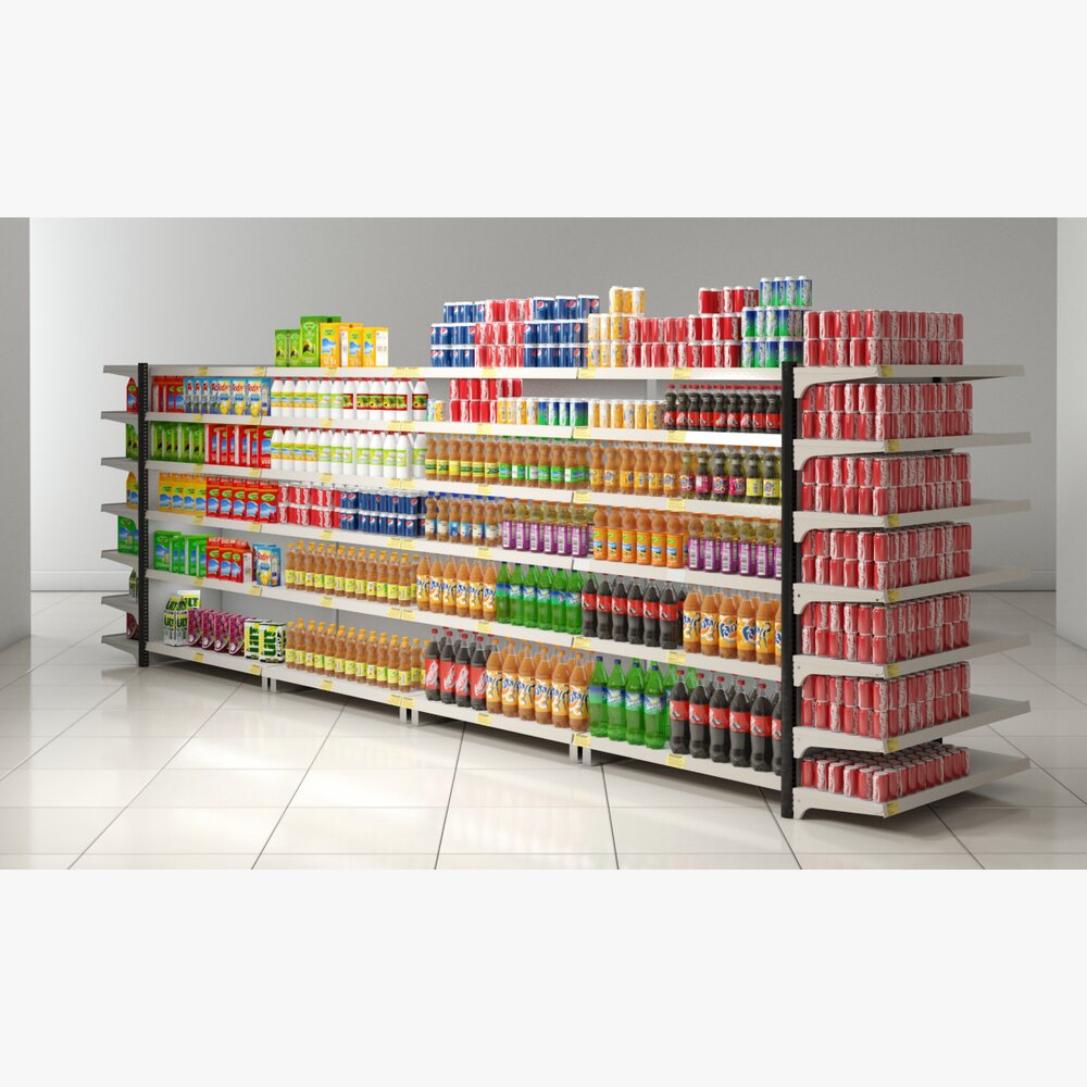 Supermarket Beverage Aisle 3D 모델 