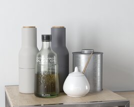 Modern Kitchen Containers and Olive Oil Bottle Modèle 3D