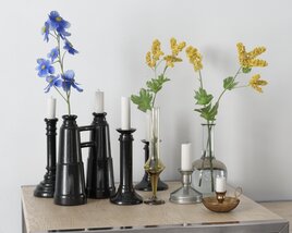 Assorted Vases with Flowers and Candles 3D模型