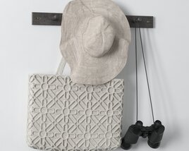 Hat and Bag on Wall Hook 3Dモデル