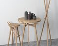 Modern Wooden Side Table and Stool Set 3Dモデル