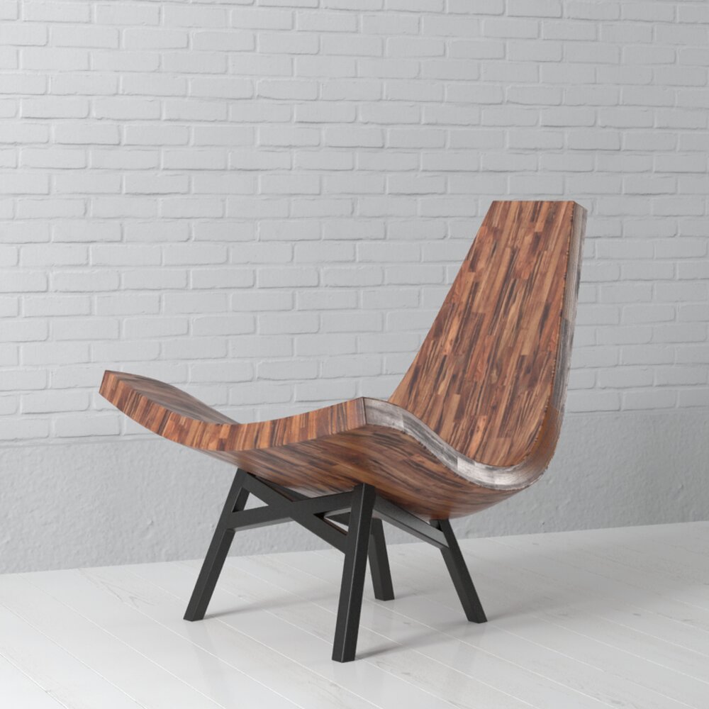 Modern Wooden Lounge Chair Modèle 3D