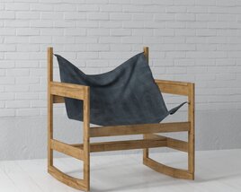 Modern Wooden Sling Chair 3D 모델 