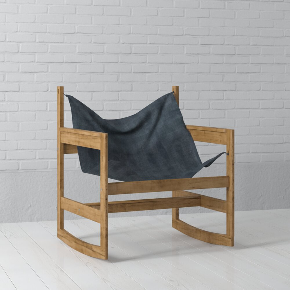 Modern Wooden Sling Chair 3d model