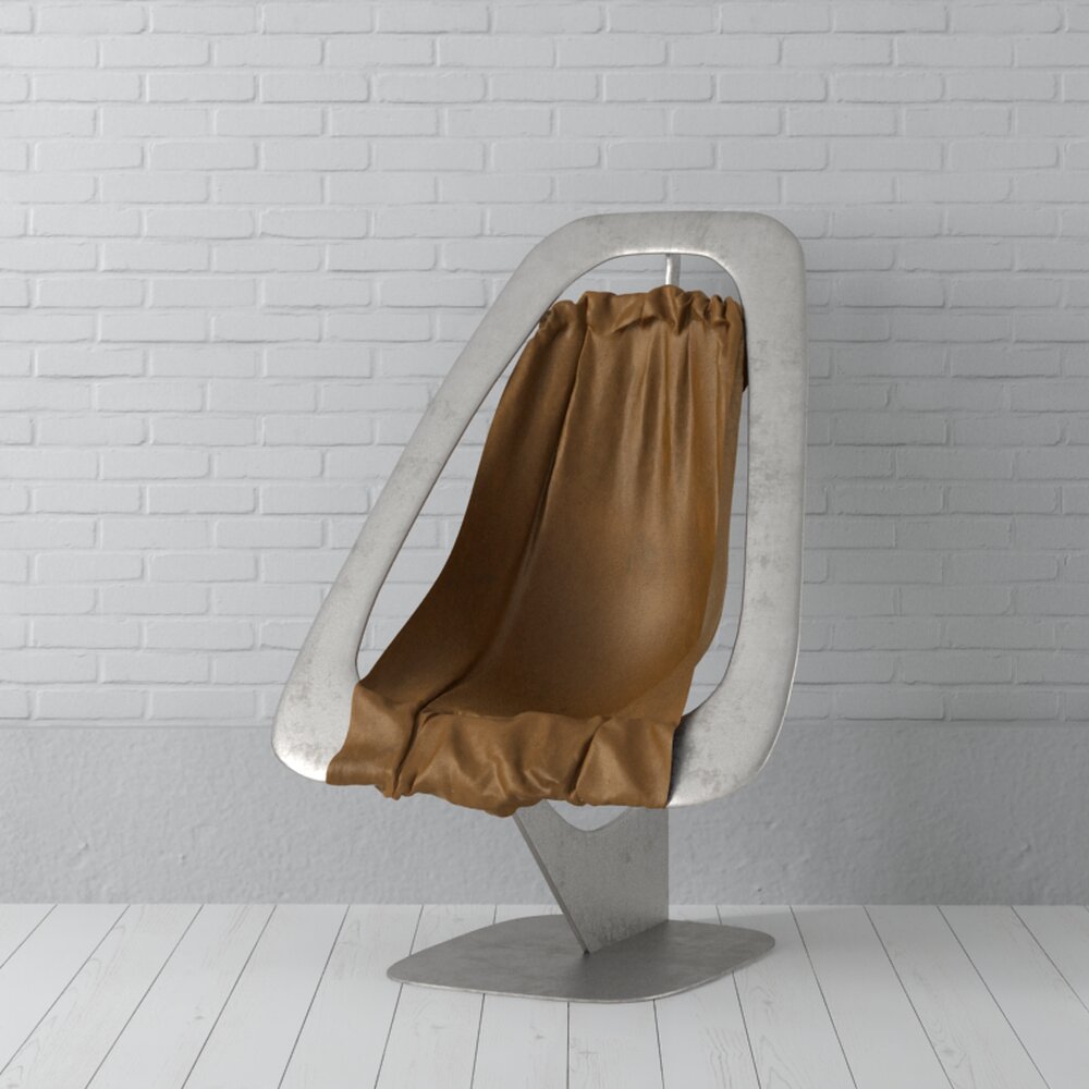Modern Chair with Cloth Drapery Modello 3D
