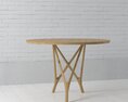 Modern Cross-Legged Wooden Table 3d model