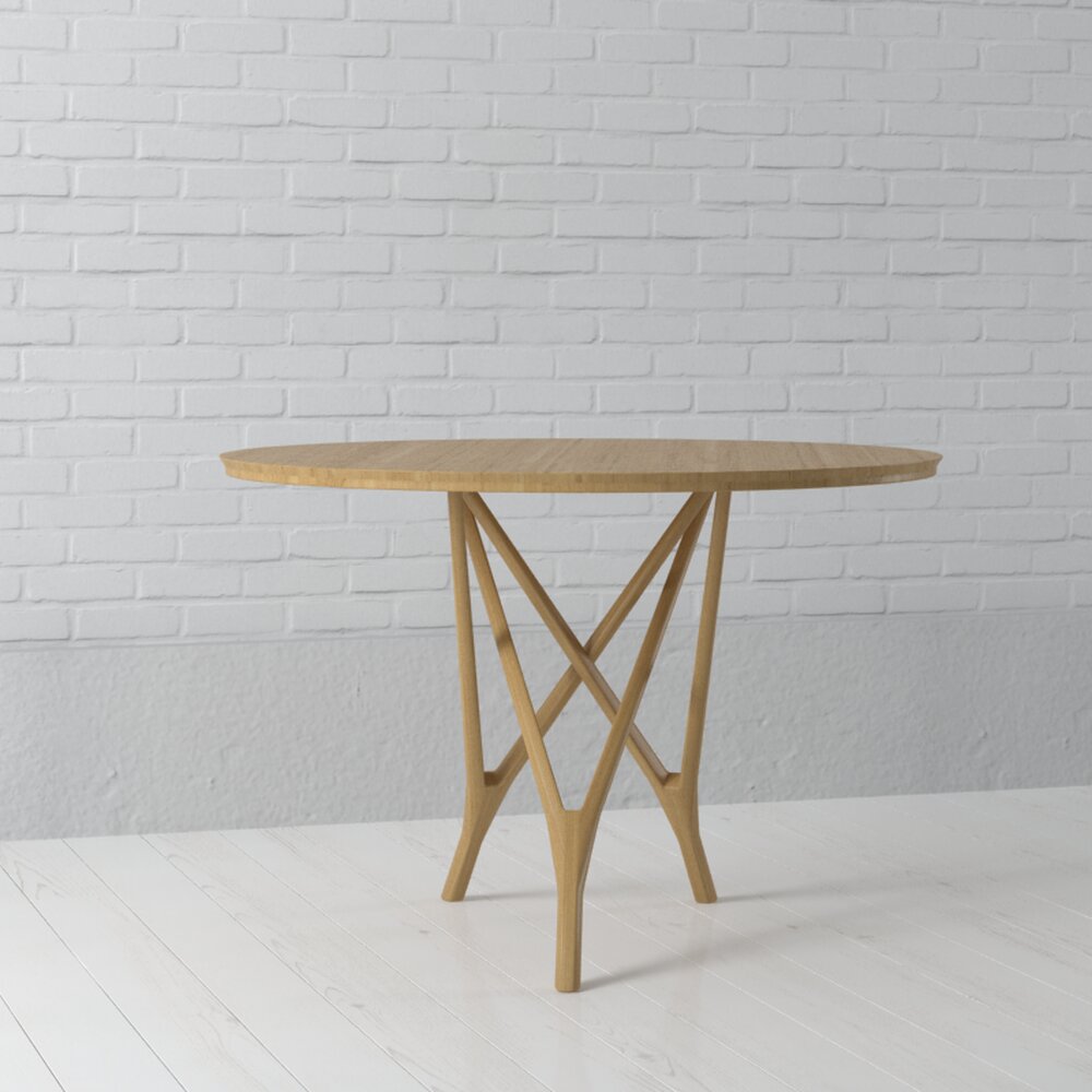 Modern Cross-Legged Wooden Table 3D 모델 