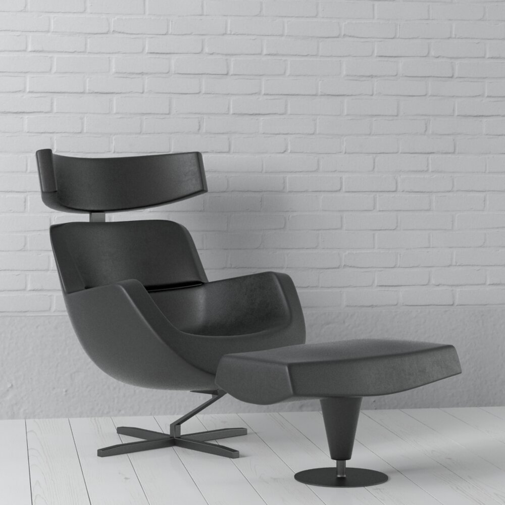 Modern Lounge Chair with Ottoman 3D模型
