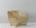 Modern Wooden Slat Chair 3D 모델 