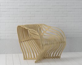 Modern Wooden Slat Chair Modelo 3d