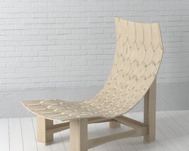 Modern Wooden Lounge Chair 02 3D模型