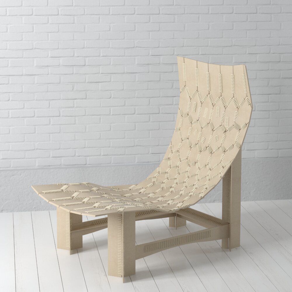 Modern Wooden Lounge Chair 02 3Dモデル