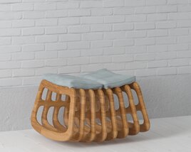 Modern Wooden Stool Modello 3D