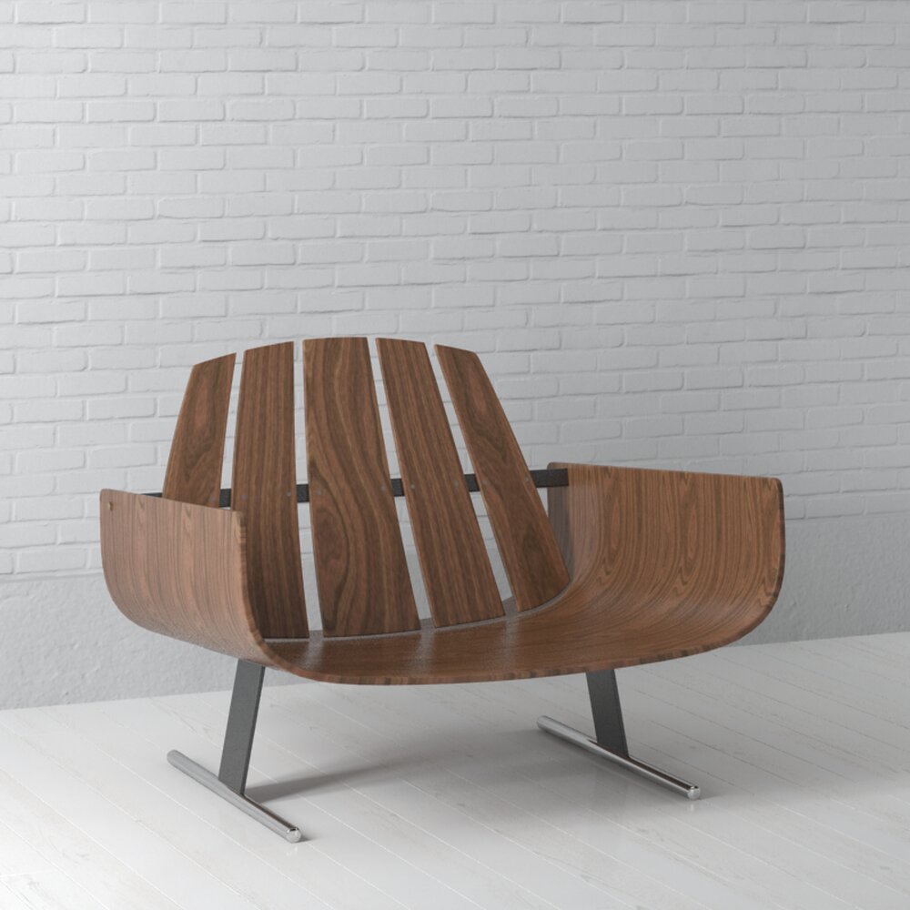 Modern Wooden Lounge Chair 04 3d model