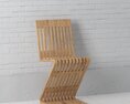 Modern Wooden Slat Chair 02 3D 모델 