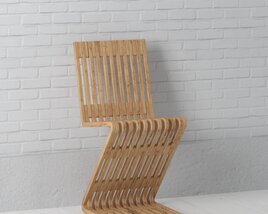 Modern Wooden Slat Chair 02 Modello 3D
