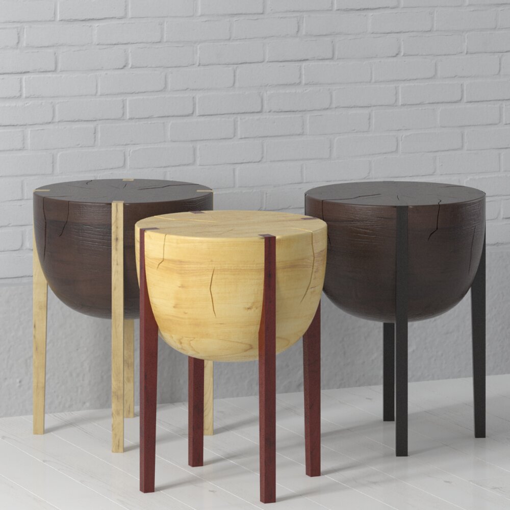 Contemporary Trio Side Tables 3D 모델 
