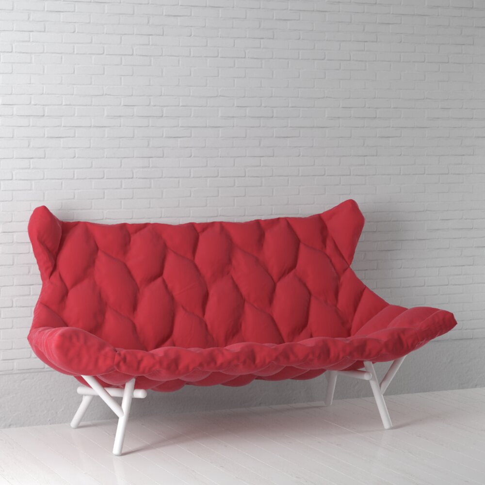Contemporary Red Loveseat 3D модель