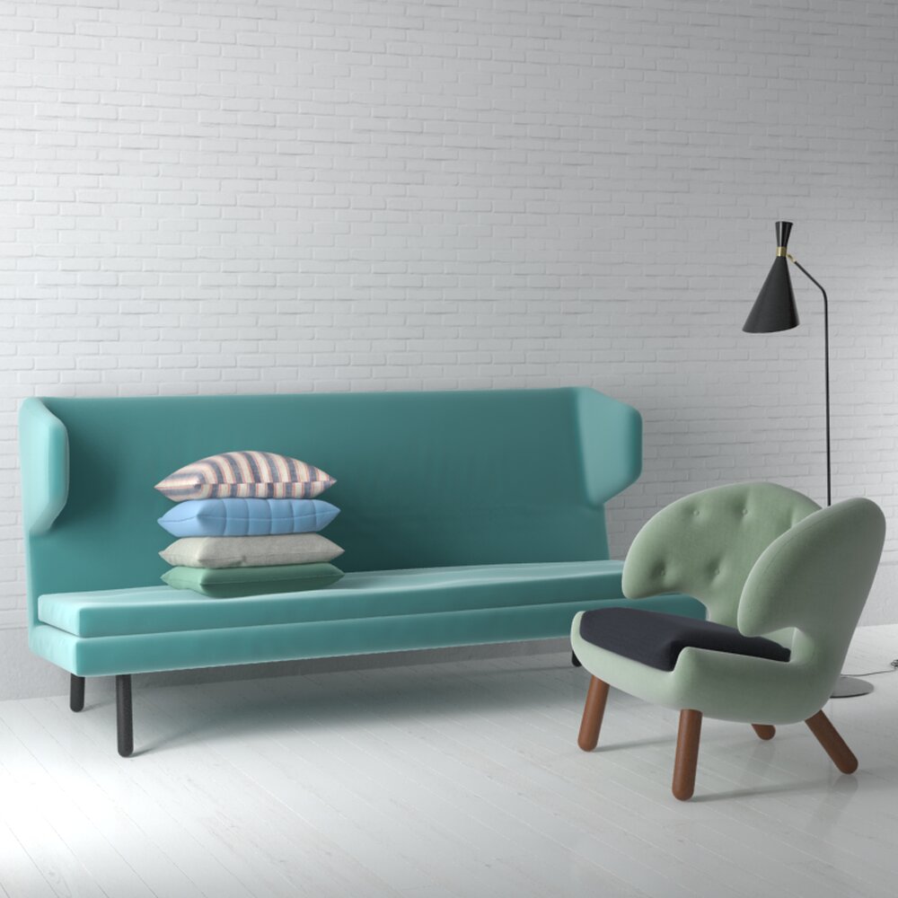 Modern Living Room Furniture Set 07 3D model
