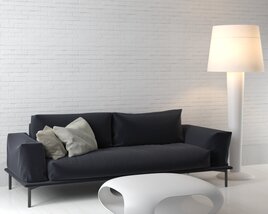 Modern Black Sofa Modello 3D