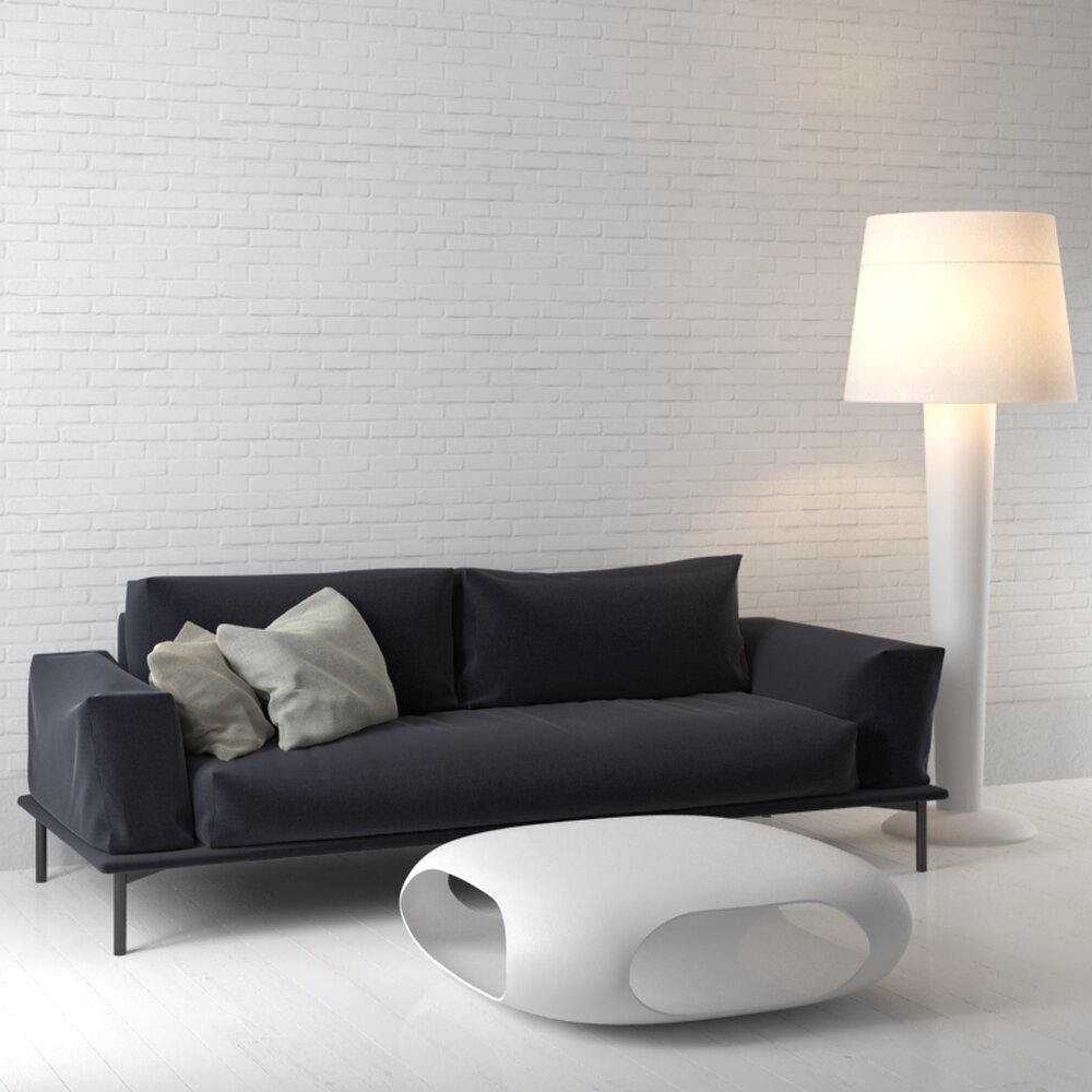 Modern Black Sofa 3D-Modell