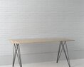 Minimalist Wooden Desk with Metal Legs Modèle 3d