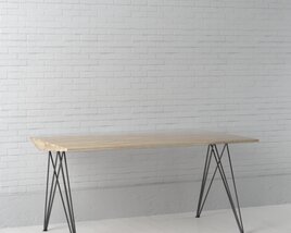 Minimalist Wooden Desk with Metal Legs 3D модель
