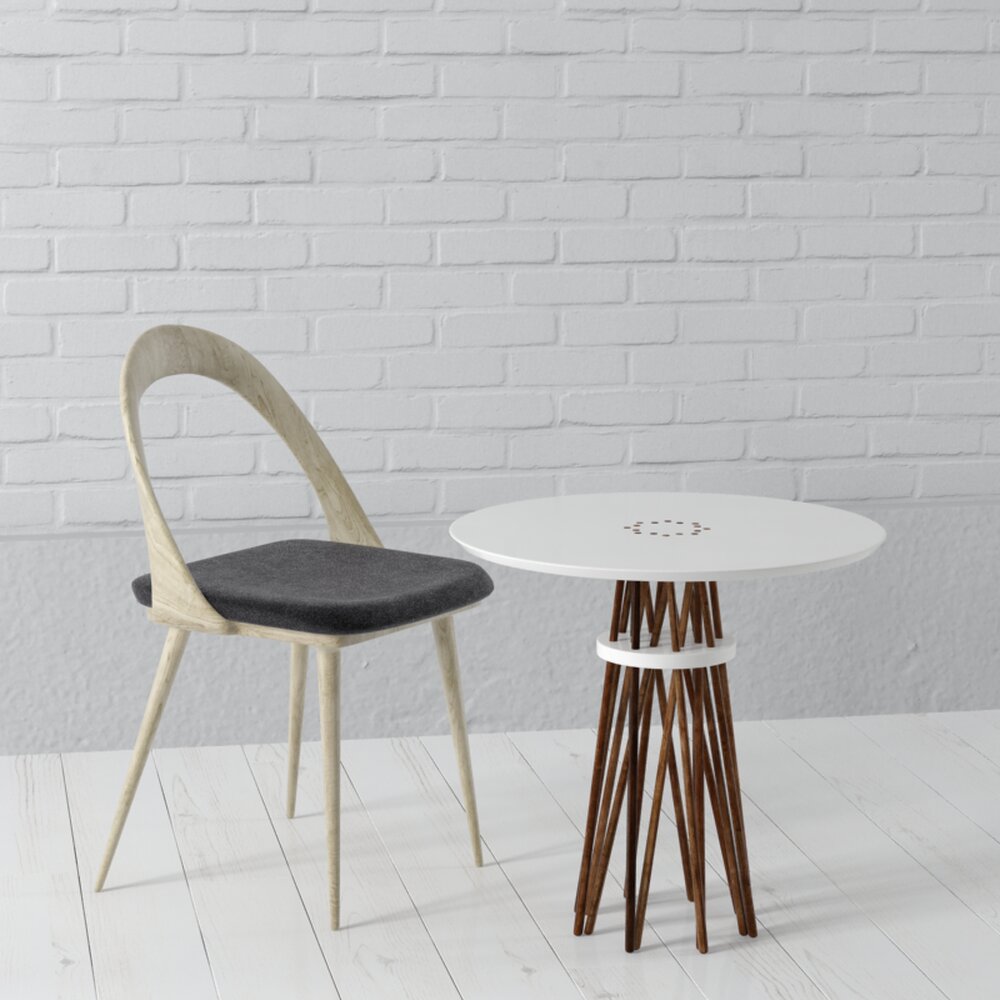Modern Chair and Table Set Modello 3D