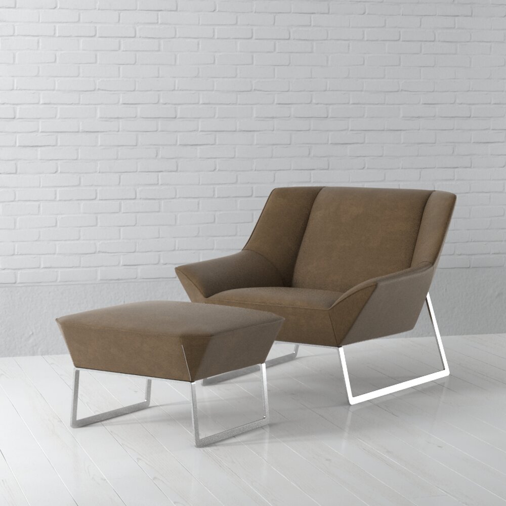 Modern Lounge Chair and Ottoman 3D модель