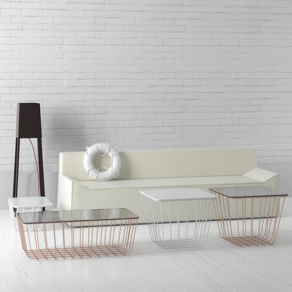 Minimalist Living Room Set Modello 3D