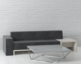 Modern Minimalist Living Room Set 02 3D 모델 