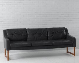 Modern Black Leather Sofa 05 3D модель