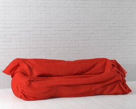 Red Fabric Sofa Cover 3D модель