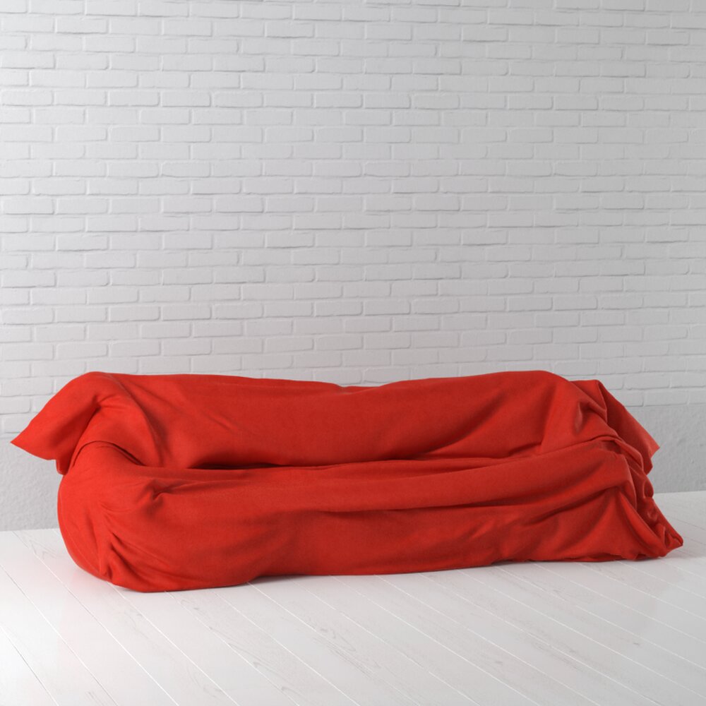 Red Fabric Sofa Cover Modelo 3d