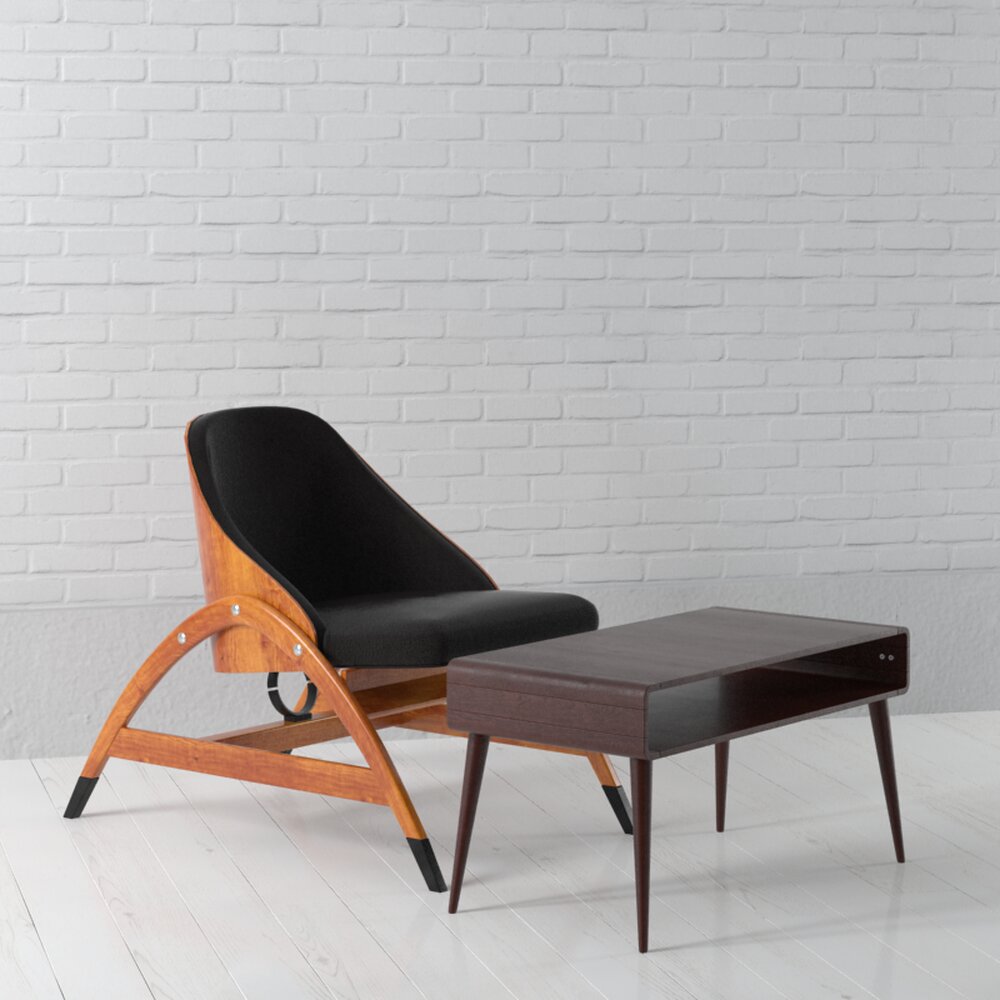 Modern Lounge Chair and Ottoman 02 Modello 3D