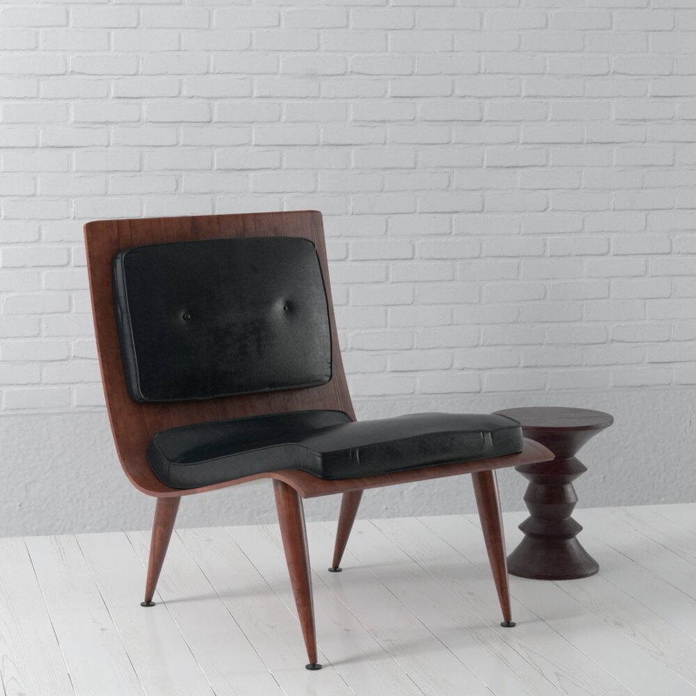 Modern Wooden Armchair and Side Table 3D模型