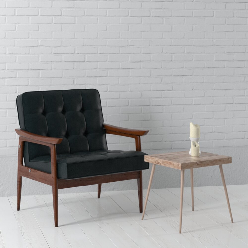 Modern Armchair and Side Table 3D 모델 