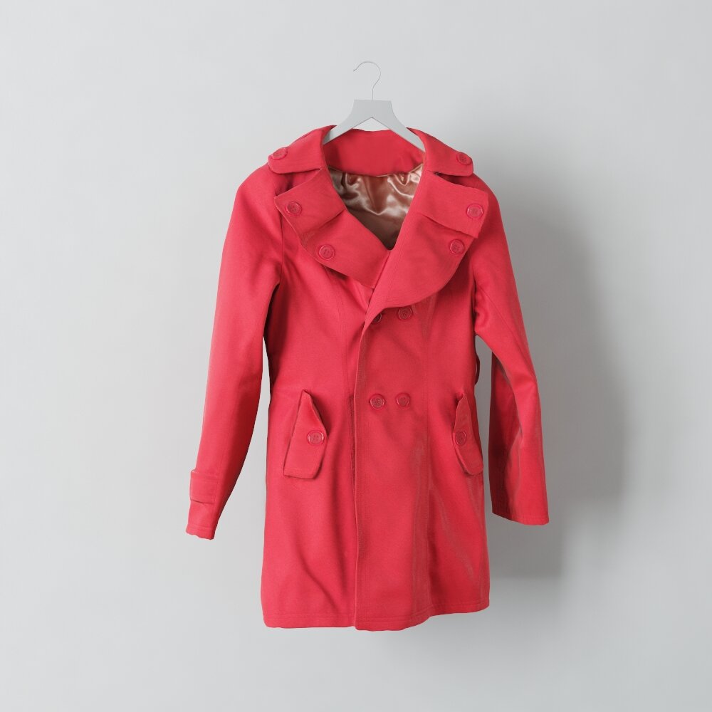 Red Women's Coat Modèle 3D