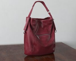 Burgundy Leather Tote Bag 3D модель