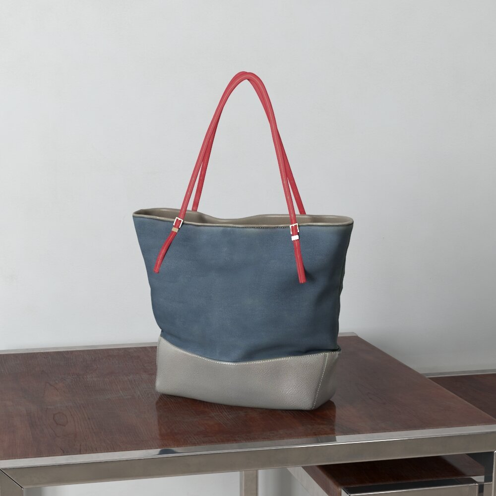 Two-Tone Casual Tote Bag 3D 모델 