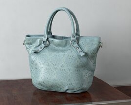 Aqua Ostrich Leather-Embossed Handbag 3D model