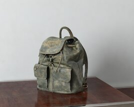 Vintage Canvas Backpack 3D model