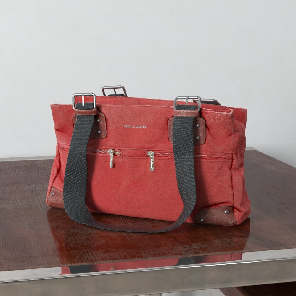 Red Canvas Shoulder Bag 3D 모델 