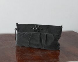 Black Suede Clutch Bag Modèle 3D