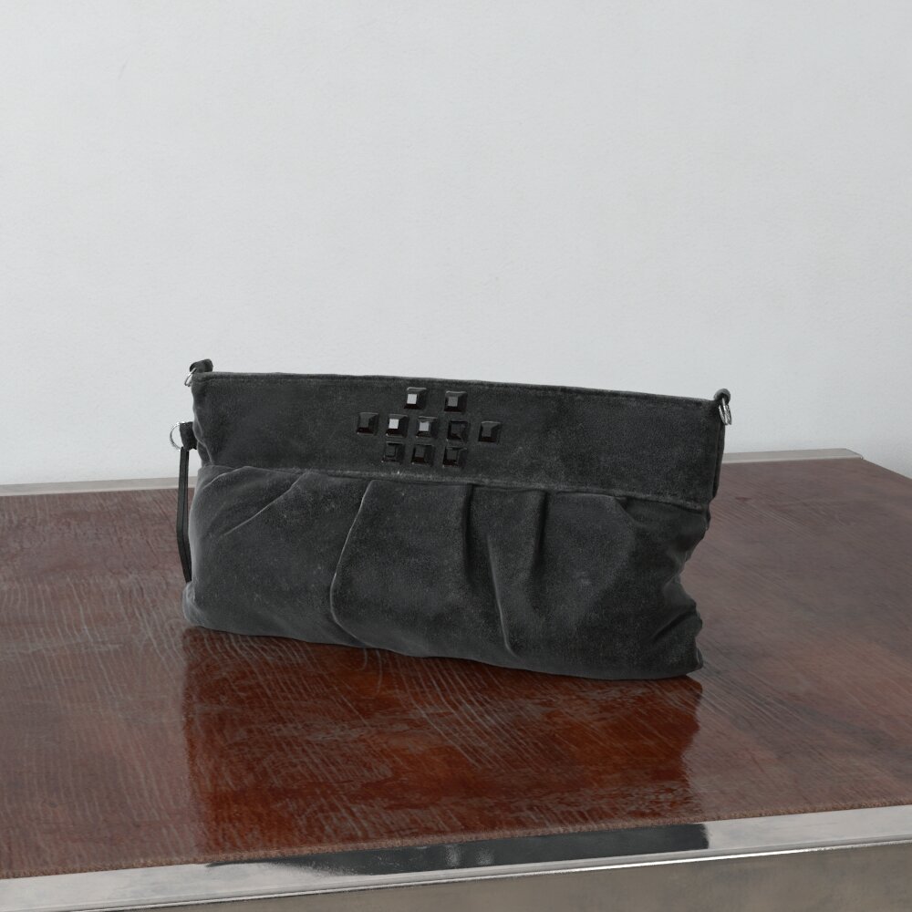 Black Suede Clutch Bag Modèle 3d