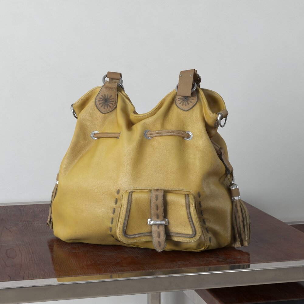Yellow Leather Handbag 3d model