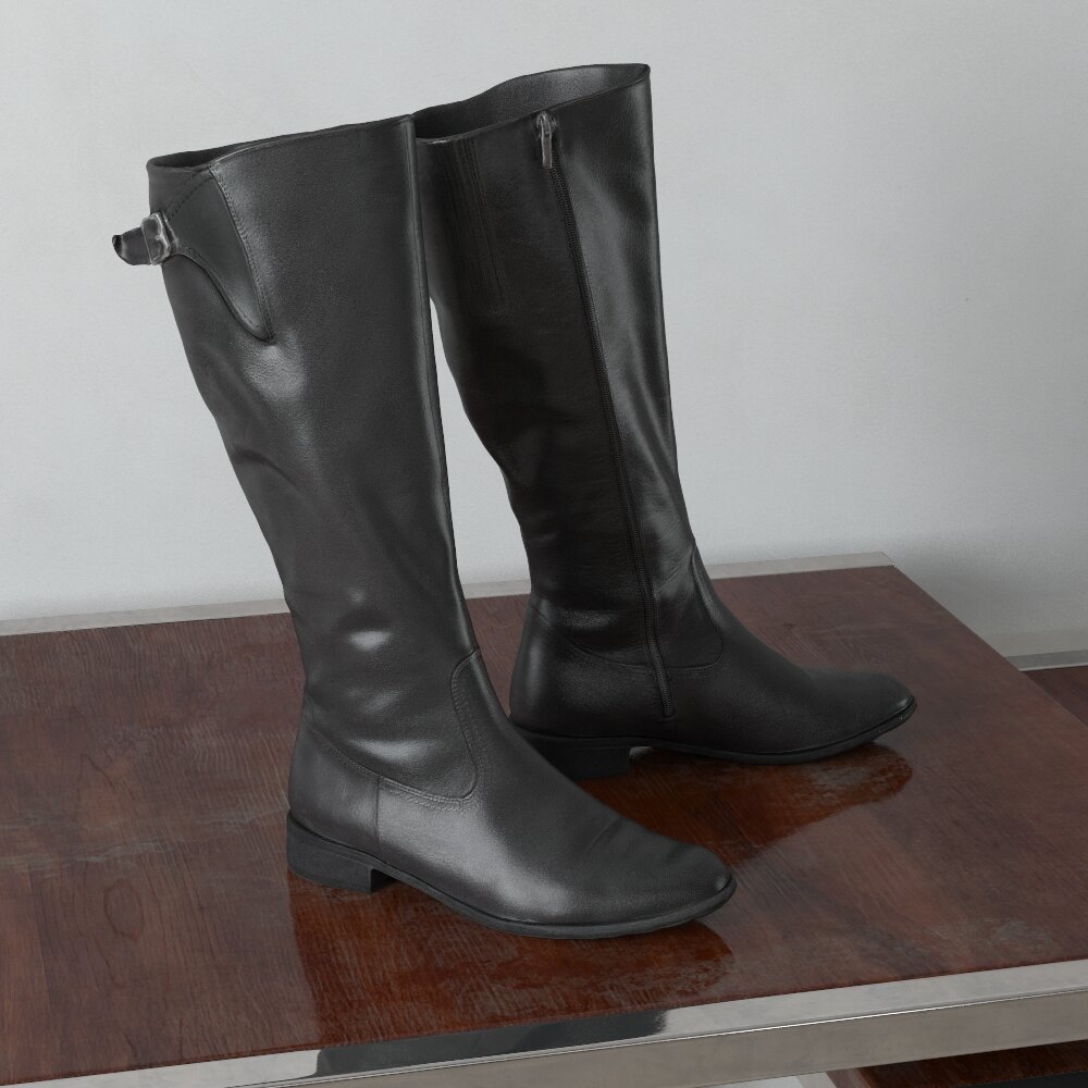 Classic Black Riding Boots 3D model