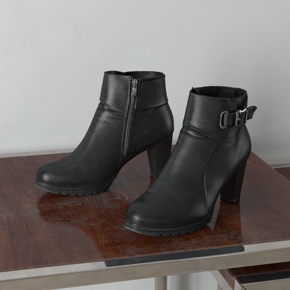 Classic Black Ankle Boots 3D模型