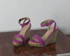 Pink Wedge Sandals 3D модель