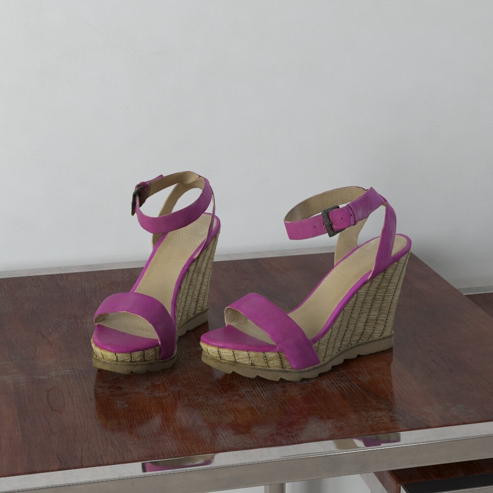 Pink Wedge Sandals 3Dモデル